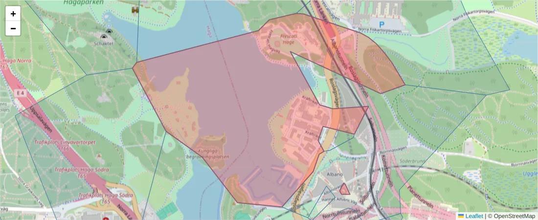 Karta över postnummerområdet  och angränsande postnummer i Sverige