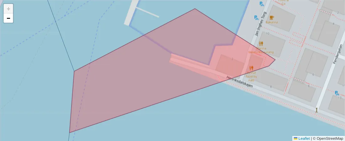 Karta över postnummerområdet  och angränsande postnummer i Sverige