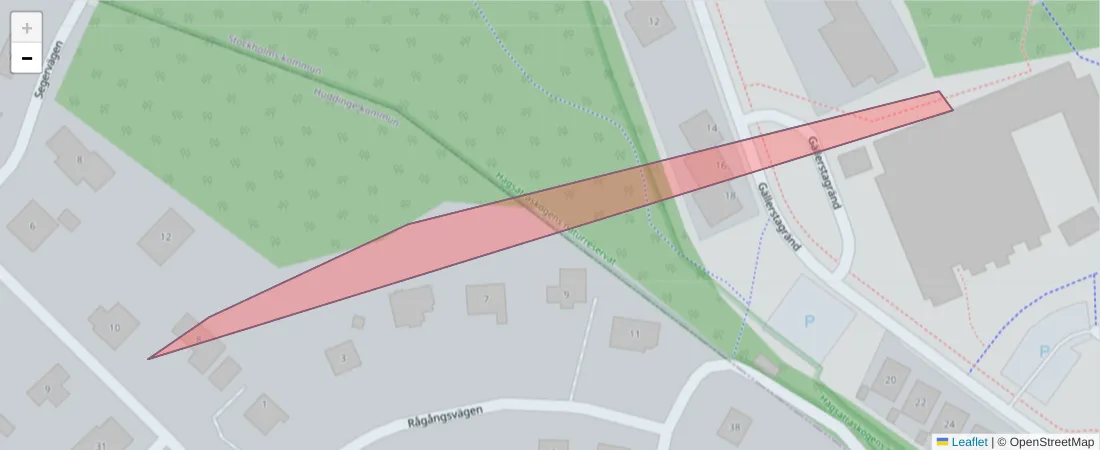 Karta över postnummerområdet  och angränsande postnummer i Sverige