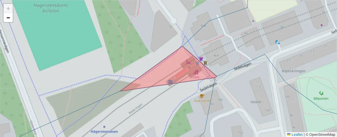 Karta över postnummerområdet  och angränsande postnummer i Sverige