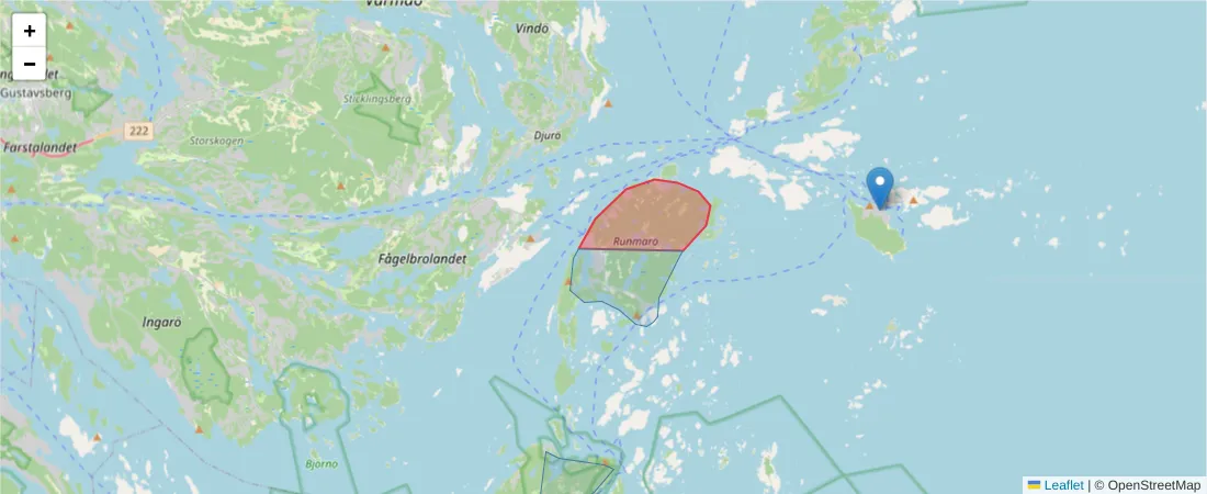 Karta över postnummerområdet  och angränsande postnummer i Sverige