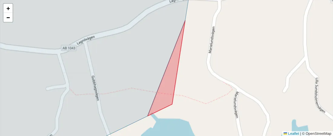 Karta över postnummerområdet  och angränsande postnummer i Sverige