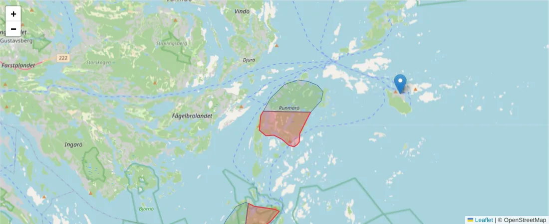 Karta över postnummerområdet  och angränsande postnummer i Sverige