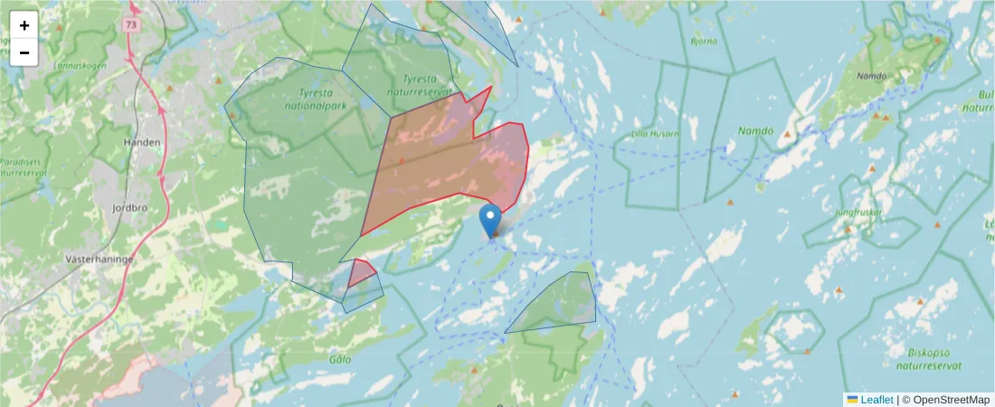 Karta över postnummerområdet  och angränsande postnummer i Sverige