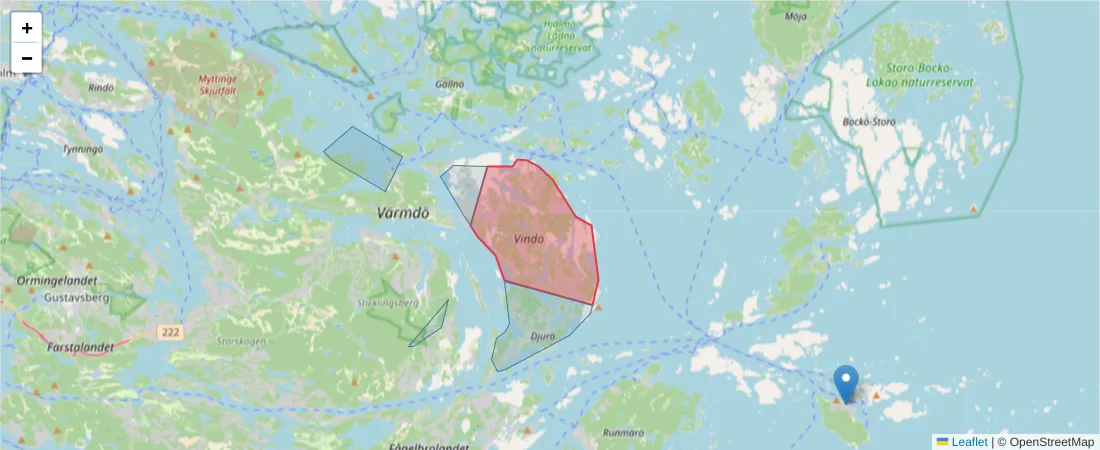 Karta över postnummerområdet  och angränsande postnummer i Sverige
