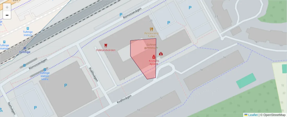 Karta över postnummerområdet  och angränsande postnummer i Sverige