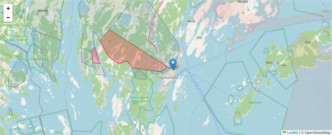 Karta över postnummerområdet  och angränsande postnummer i Sverige