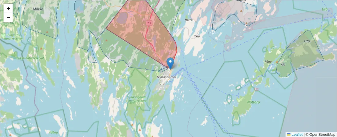 Karta över postnummerområdet  och angränsande postnummer i Sverige