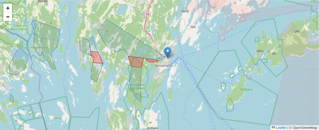 Karta över postnummerområdet  och angränsande postnummer i Sverige