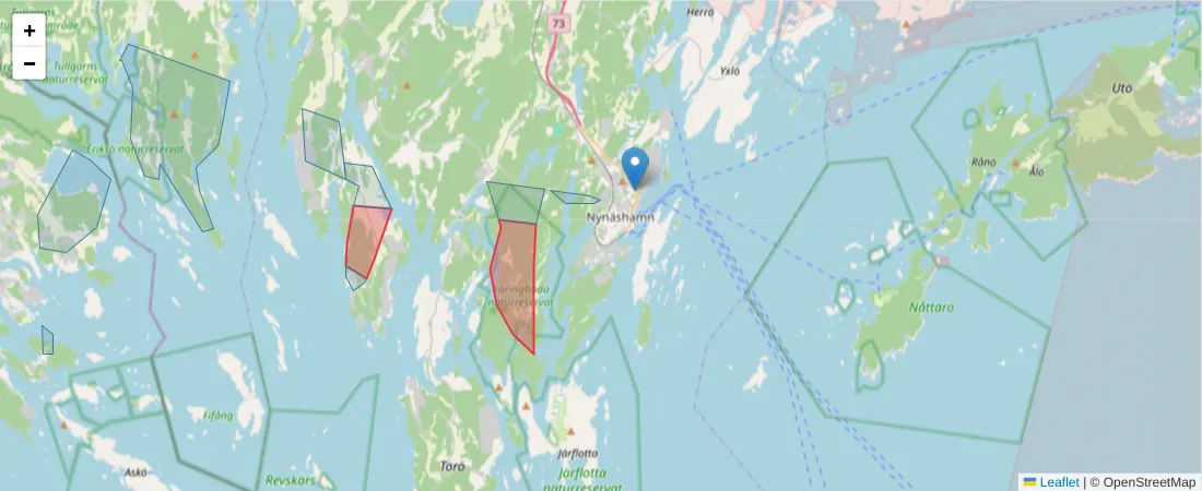 Karta över postnummerområdet  och angränsande postnummer i Sverige
