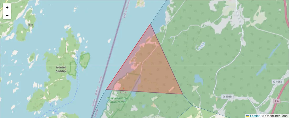 Karta över postnummerområdet  och angränsande postnummer i Sverige