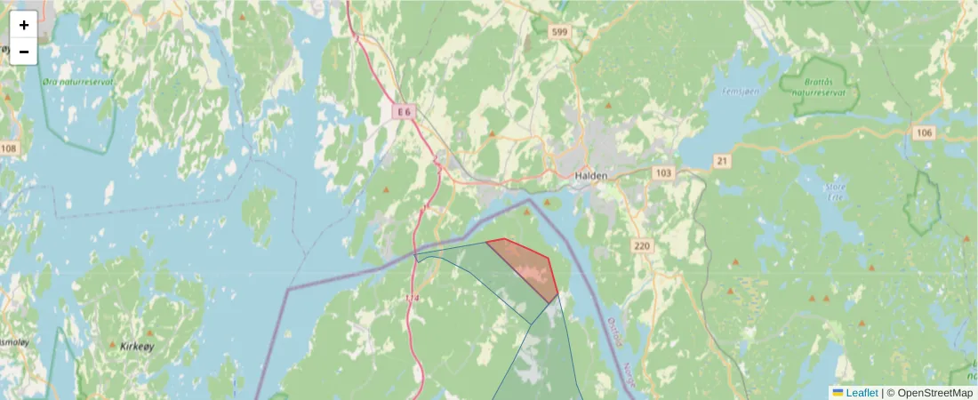 Karta över postnummerområdet  och angränsande postnummer i Sverige