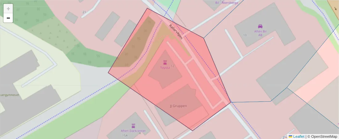 Karta över postnummerområdet  och angränsande postnummer i Sverige
