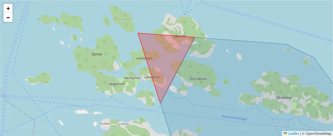 Karta över postnummerområdet  och angränsande postnummer i Sverige