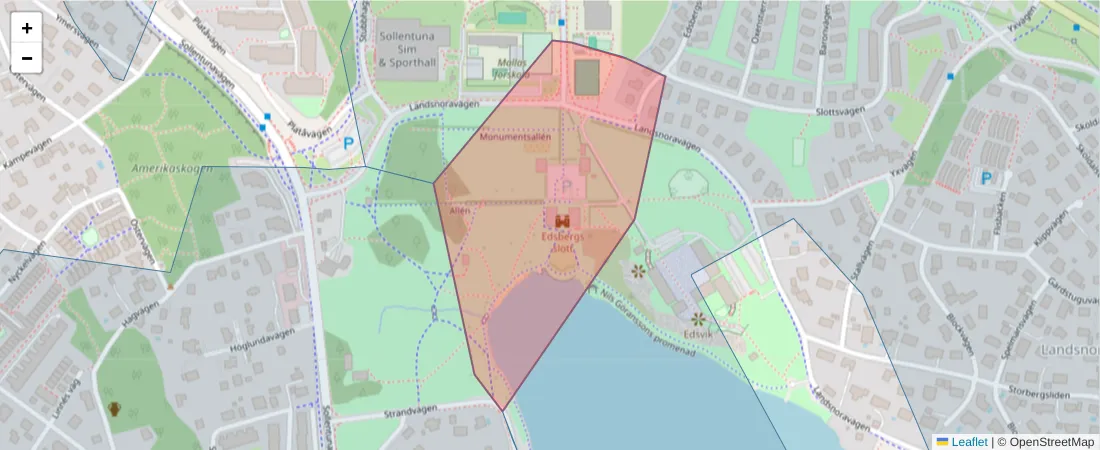 Karta över postnummerområdet  och angränsande postnummer i Sverige
