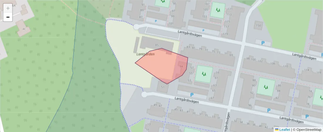 Karta över postnummerområdet  och angränsande postnummer i Sverige