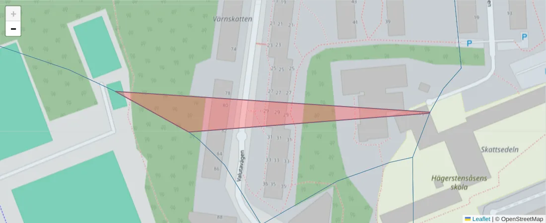 Karta över postnummerområdet  och angränsande postnummer i Sverige