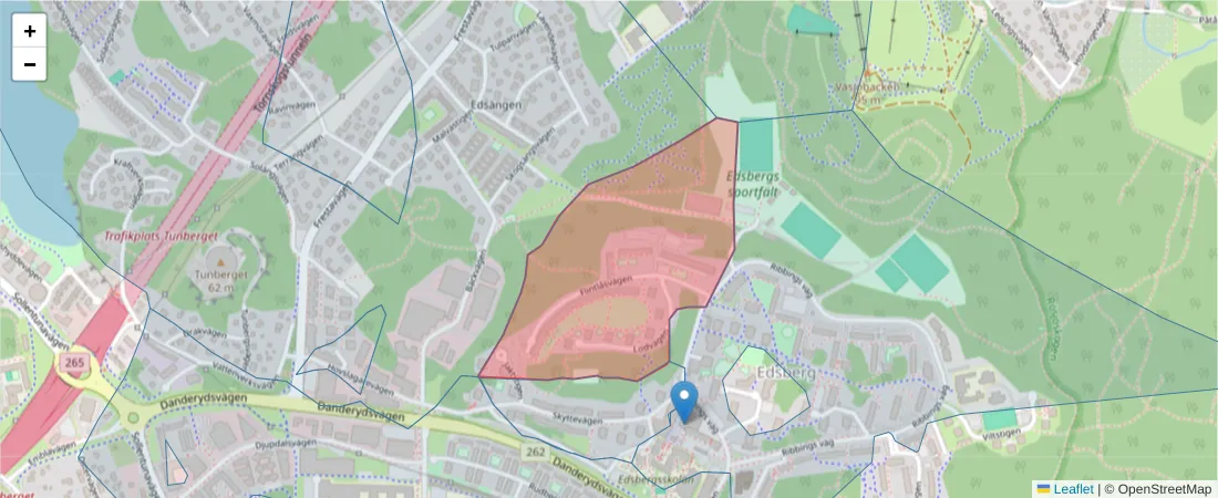 Karta över postnummerområdet  och angränsande postnummer i Sverige