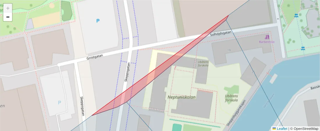 Karta över postnummerområdet  och angränsande postnummer i Sverige
