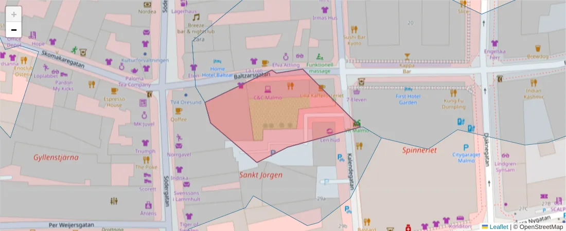 Karta över postnummerområdet  och angränsande postnummer i Sverige