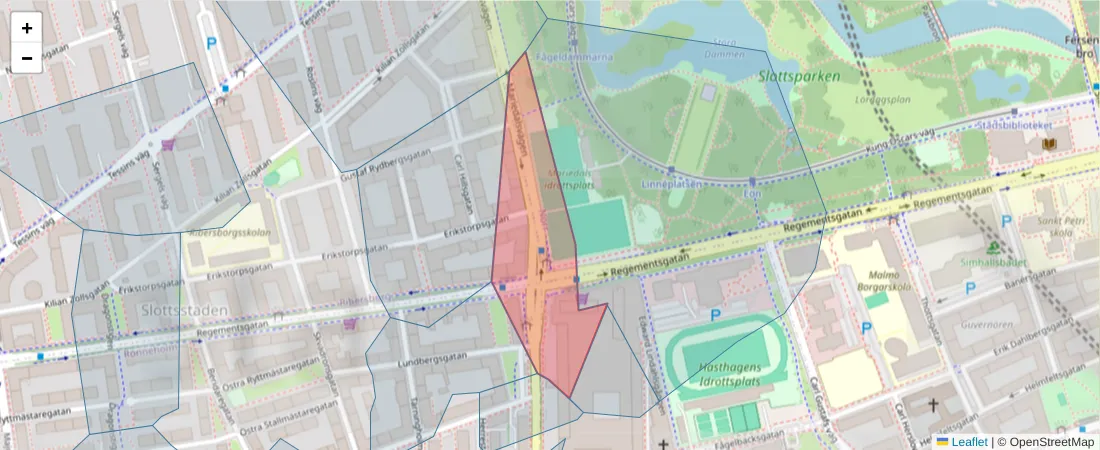 Karta över postnummerområdet  och angränsande postnummer i Sverige