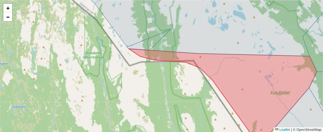 Karta över postnummerområdet  och angränsande postnummer i Sverige