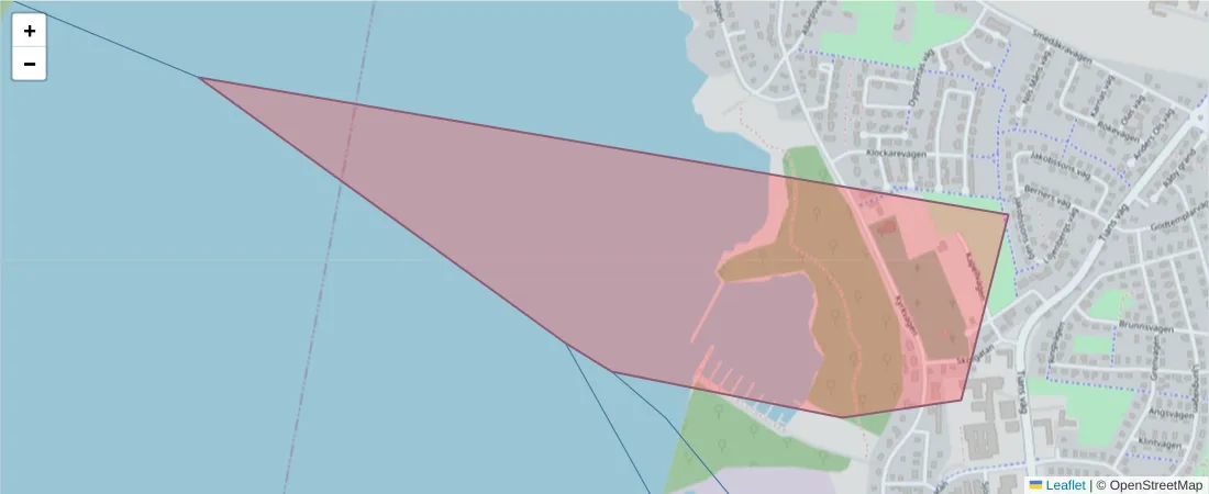 Karta över postnummerområdet  och angränsande postnummer i Sverige