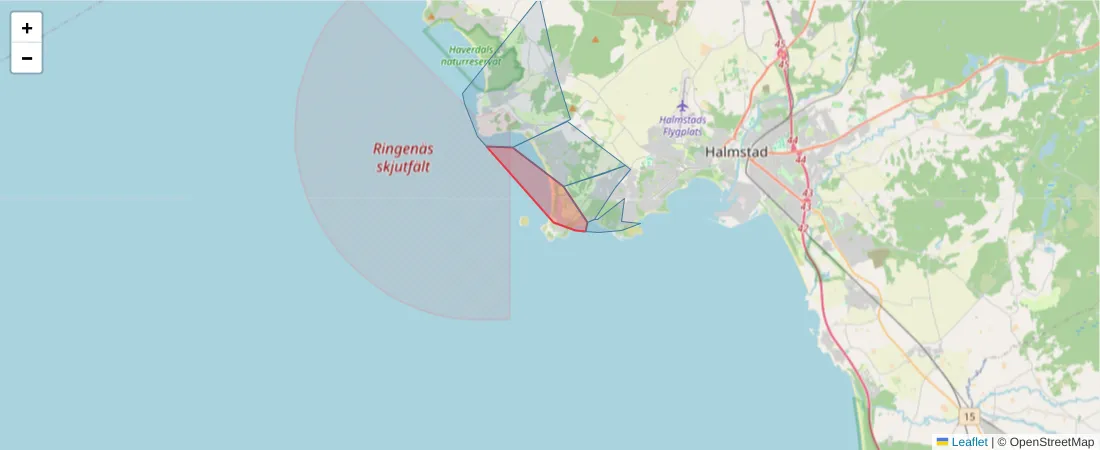 Karta över postnummerområdet  och angränsande postnummer i Sverige