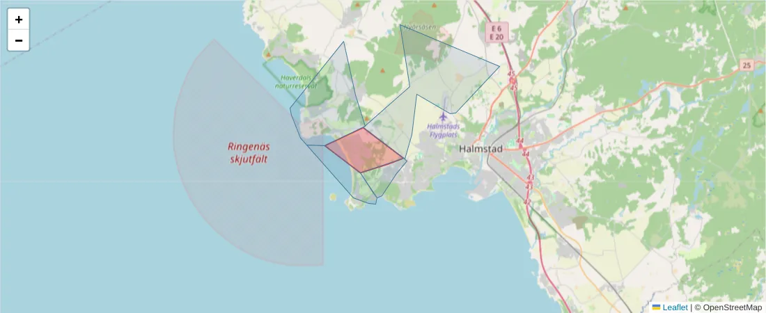 Karta över postnummerområdet  och angränsande postnummer i Sverige