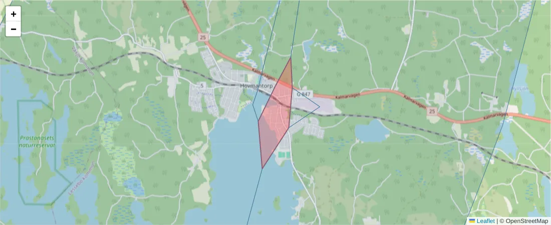 Karta över postnummerområdet  och angränsande postnummer i Sverige