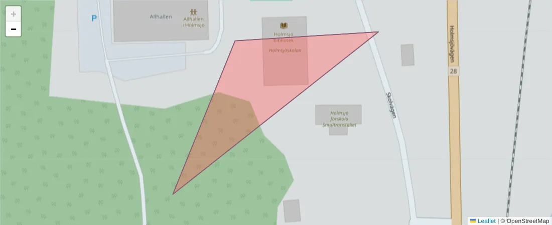 Karta över postnummerområdet  och angränsande postnummer i Sverige