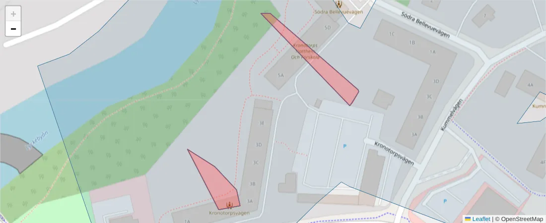 Karta över postnummerområdet  och angränsande postnummer i Sverige