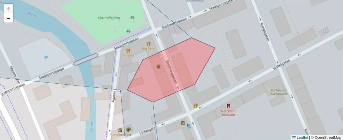 Karta över postnummerområdet  och angränsande postnummer i Sverige
