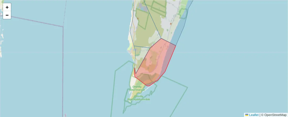 Karta över postnummerområdet  och angränsande postnummer i Sverige