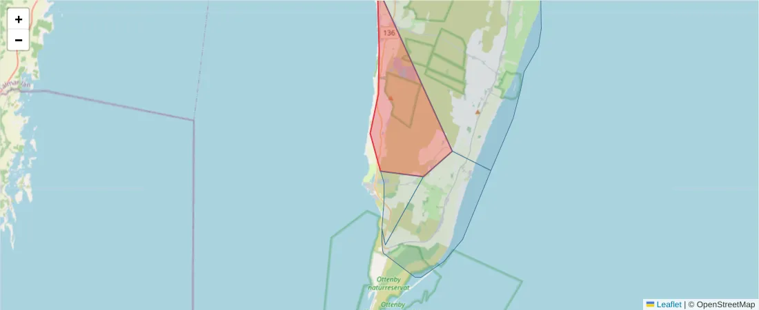 Karta över postnummerområdet  och angränsande postnummer i Sverige
