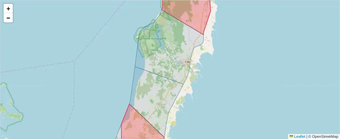 Karta över postnummerområdet  och angränsande postnummer i Sverige