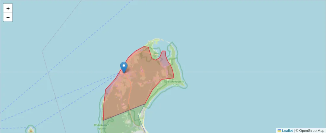 Karta över postnummerområdet  och angränsande postnummer i Sverige