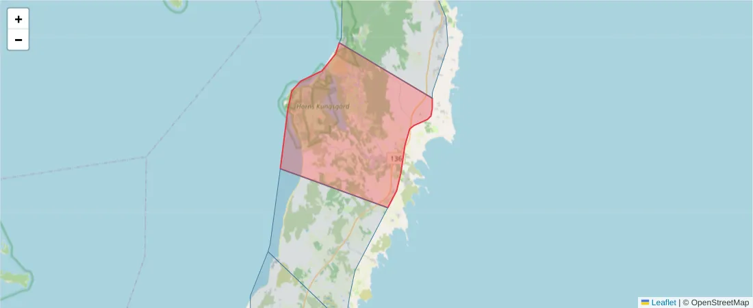 Karta över postnummerområdet  och angränsande postnummer i Sverige