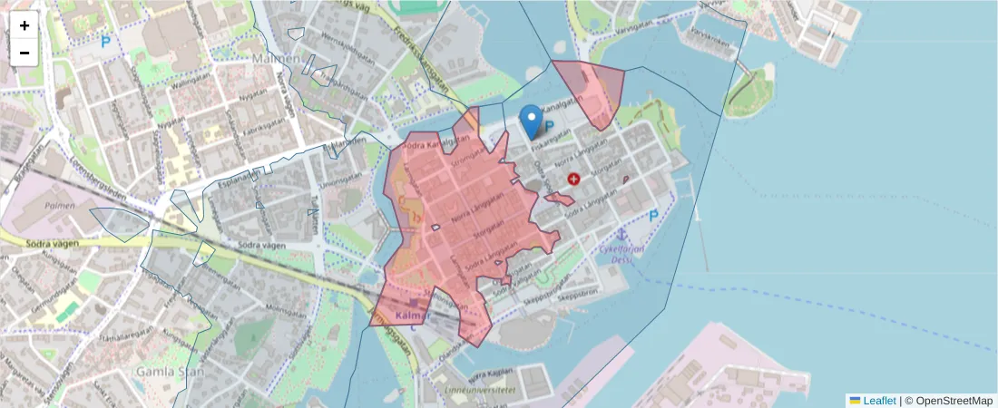 Karta över postnummerområdet  och angränsande postnummer i Sverige