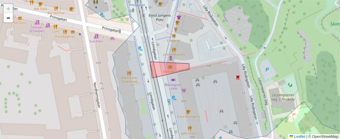Karta över postnummerområdet  och angränsande postnummer i Sverige