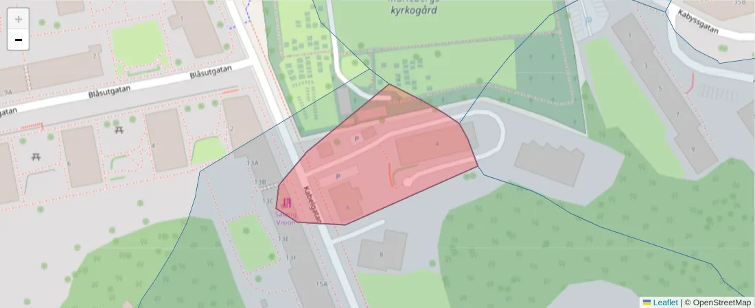 Karta över postnummerområdet  och angränsande postnummer i Sverige
