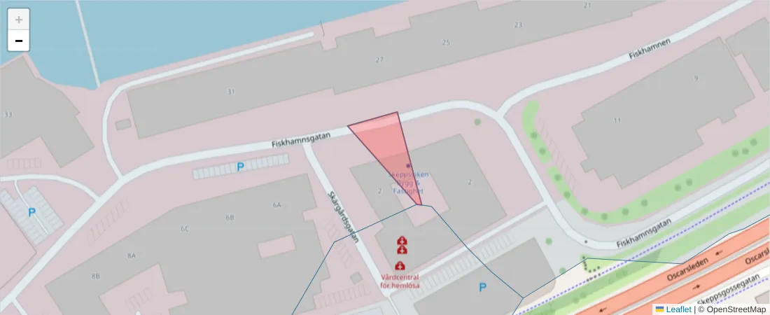 Karta över postnummerområdet  och angränsande postnummer i Sverige