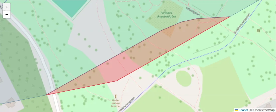 Karta över postnummerområdet  och angränsande postnummer i Sverige