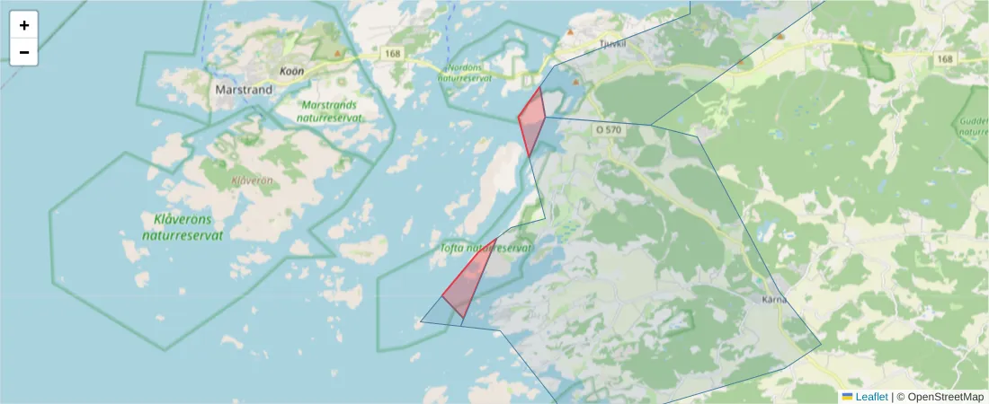 Karta över postnummerområdet  och angränsande postnummer i Sverige