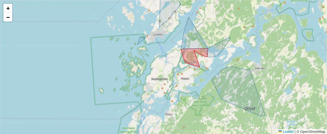 Karta över postnummerområdet  och angränsande postnummer i Sverige