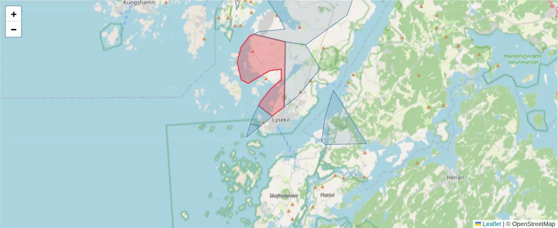 Karta över postnummerområdet  och angränsande postnummer i Sverige