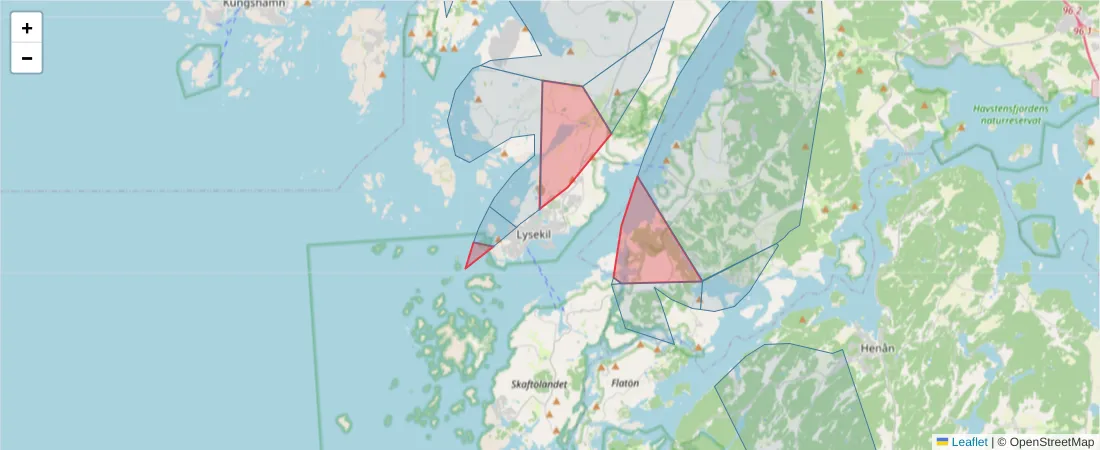 Karta över postnummerområdet  och angränsande postnummer i Sverige