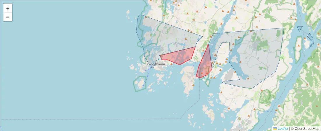 Karta över postnummerområdet  och angränsande postnummer i Sverige