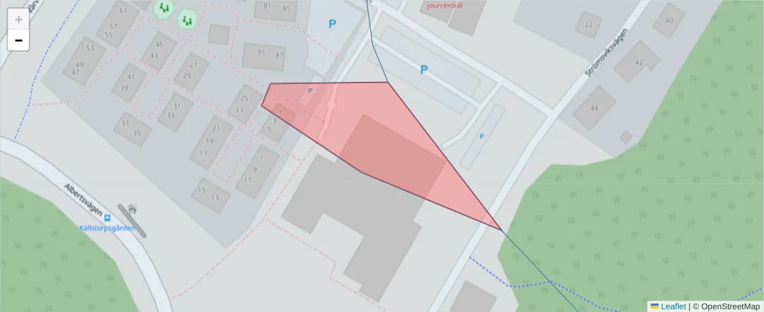 Karta över postnummerområdet  och angränsande postnummer i Sverige