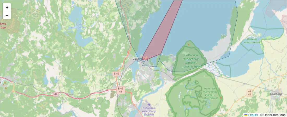 Karta över postnummerområdet  och angränsande postnummer i Sverige